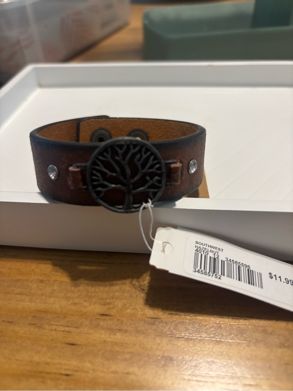 Versona Brown Leather Bracelet with Tree of Life Medallion